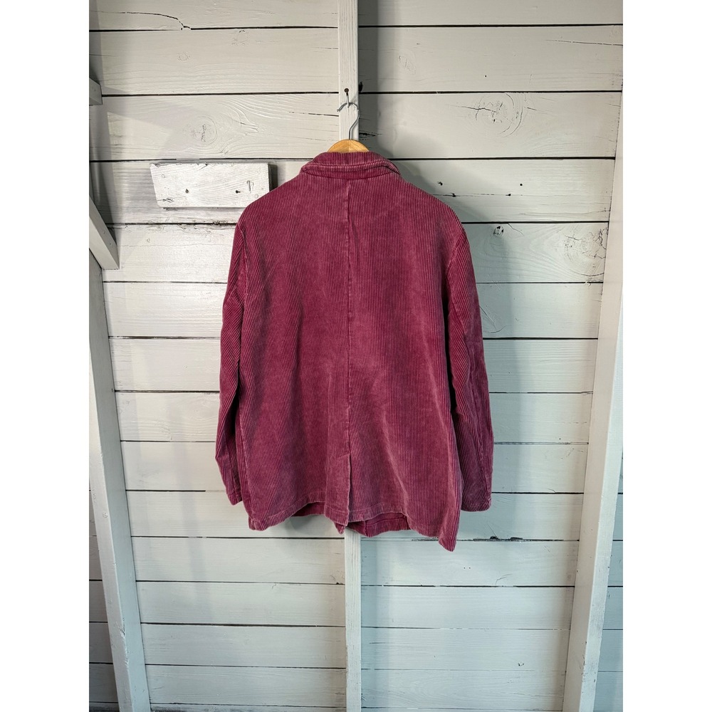 BiBi Pink Corduroy Blazer Jacket XL Wide Wale Epaulette Oversized Berry - Picture 5 of 5